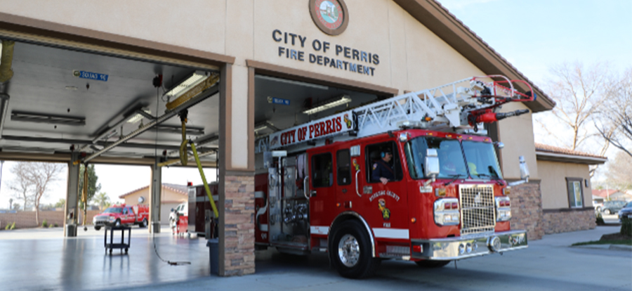 Fire Engine leaving fire station