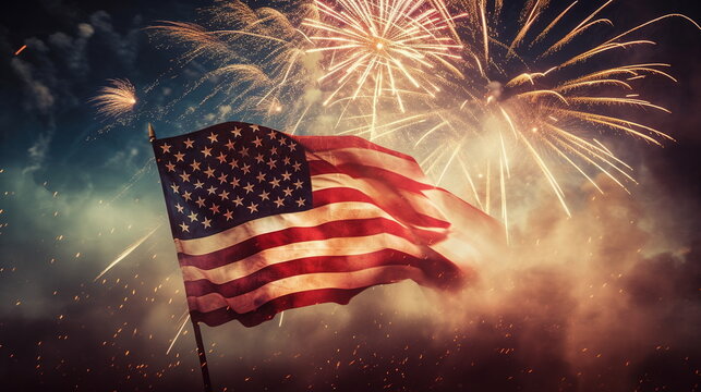 american flag and fireworks image